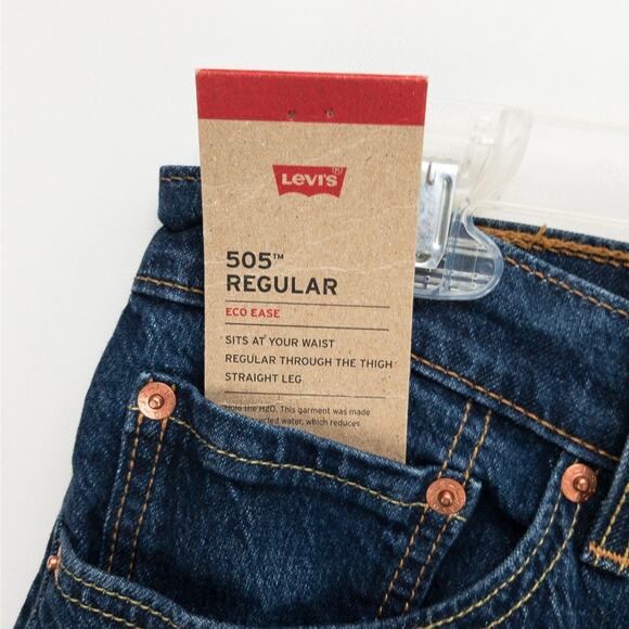 Levi’s 505 Regular Fit Straight Leg Jeans Men’s 31x34 Dark Wash Blue Workwear - Picture 3 of 13